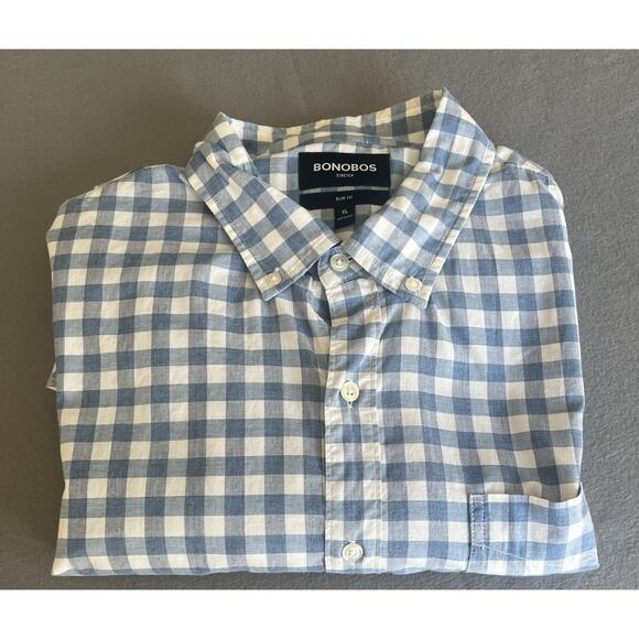 Lot Of 2 Bonobos Button LS Down Shirts (XL) Grey & Blue Check - Excellent Value - Picture 3 of 16
